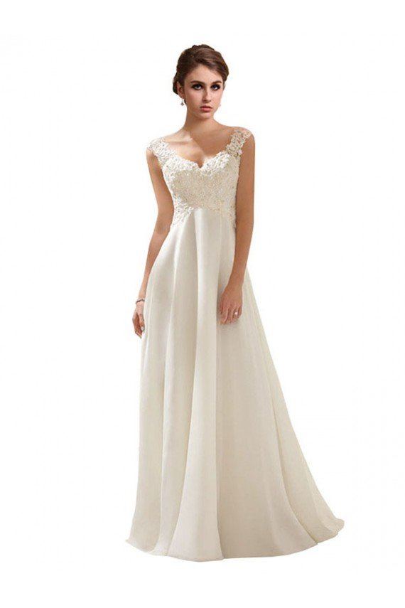 Sydney V-Neck Lace Wedding Dress On Chiffon