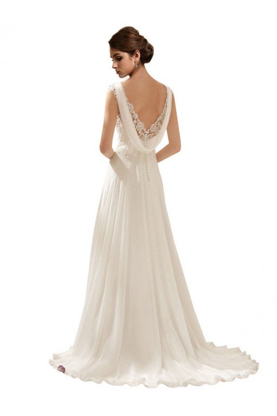 Sydney V-Neck Lace Wedding Dress On Chiffon