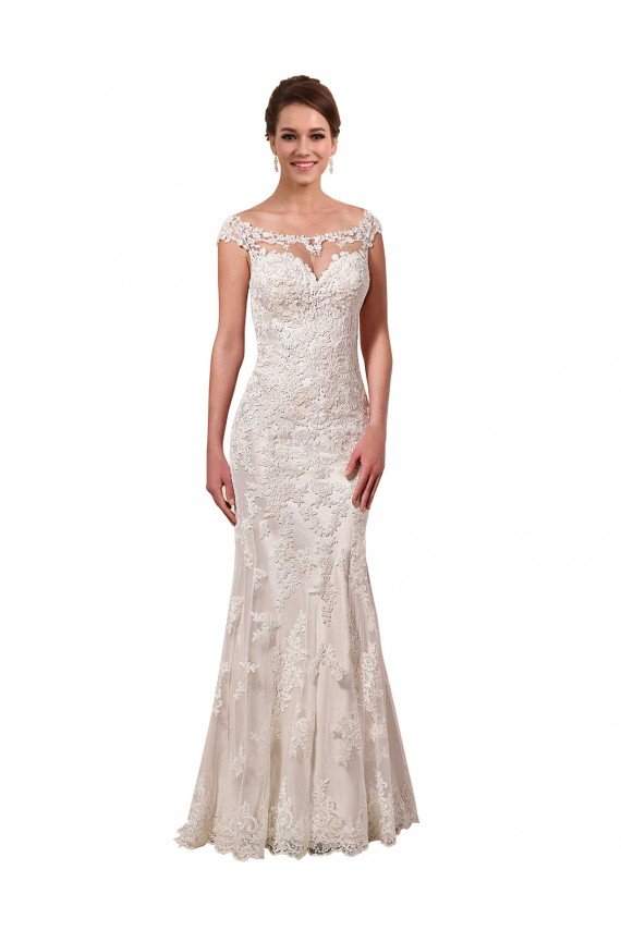 Sydney Illusion Bateau Neckline Fit and Flare Lace Wedding Dress