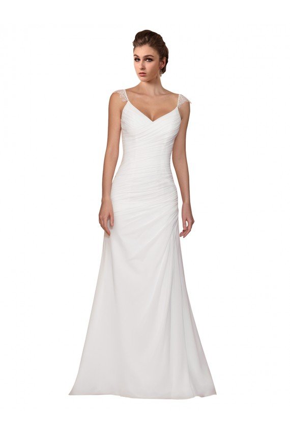 Sydney V-Neck Sheath Chiffon Wedding Dress with Straps
