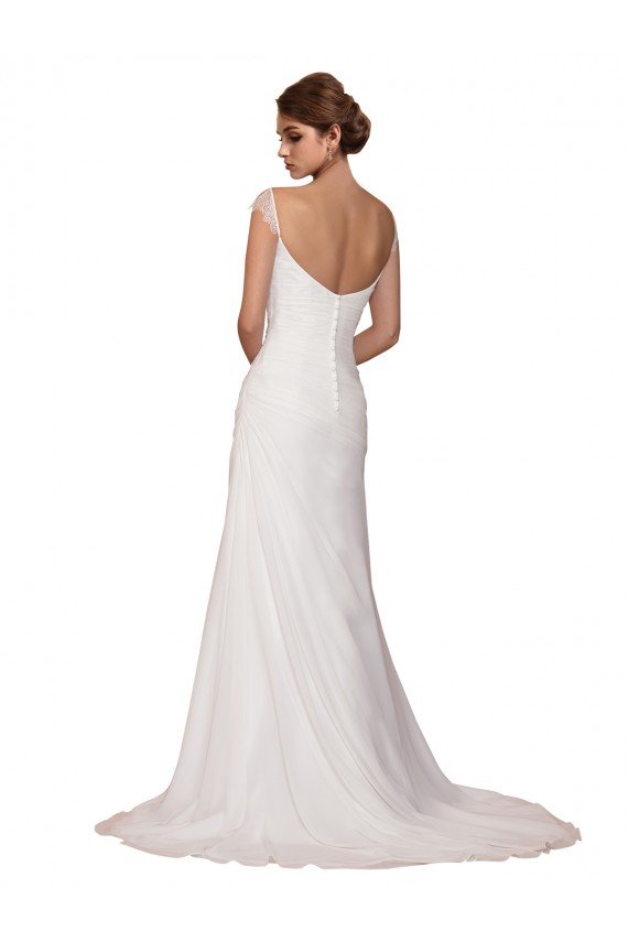 Sydney V-Neck Sheath Chiffon Wedding Dress with Straps