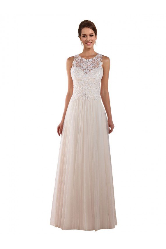 Sydney High Neck A-Line Tulle Wedding Dress with Lace Back