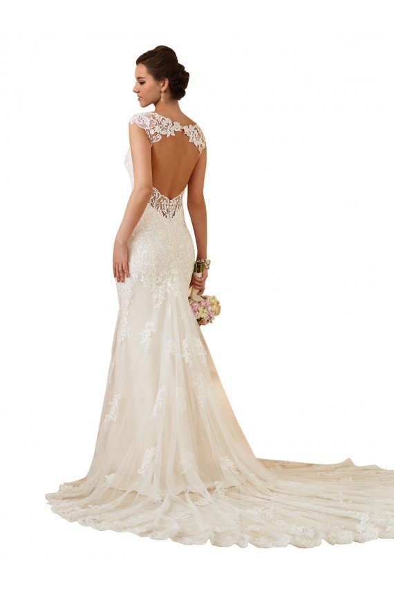 Sydney Modern Chapel Train Sweetheart Mermaid Lace Wedding Dress with Keyhole Back
