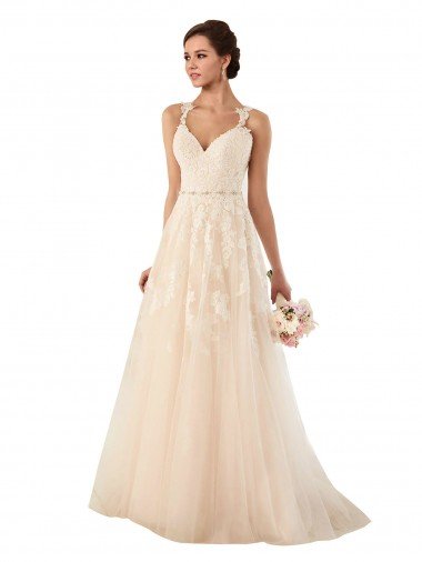 Sydney Sweetheart A-Line Tulle Wedding Dress with Lace Illusion Back