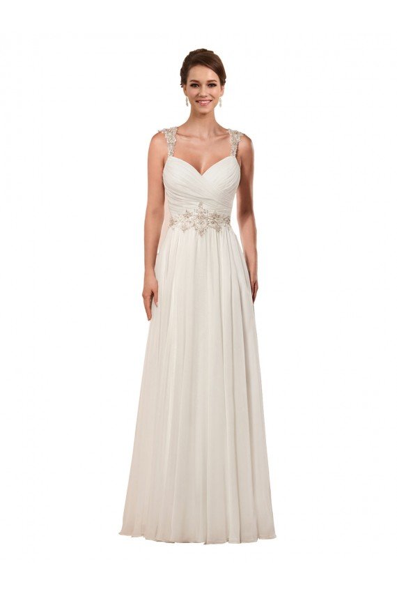 Sydney Sweetheart A-Line Chiffon Wedding Dress with Beaded Shoulder Straps
