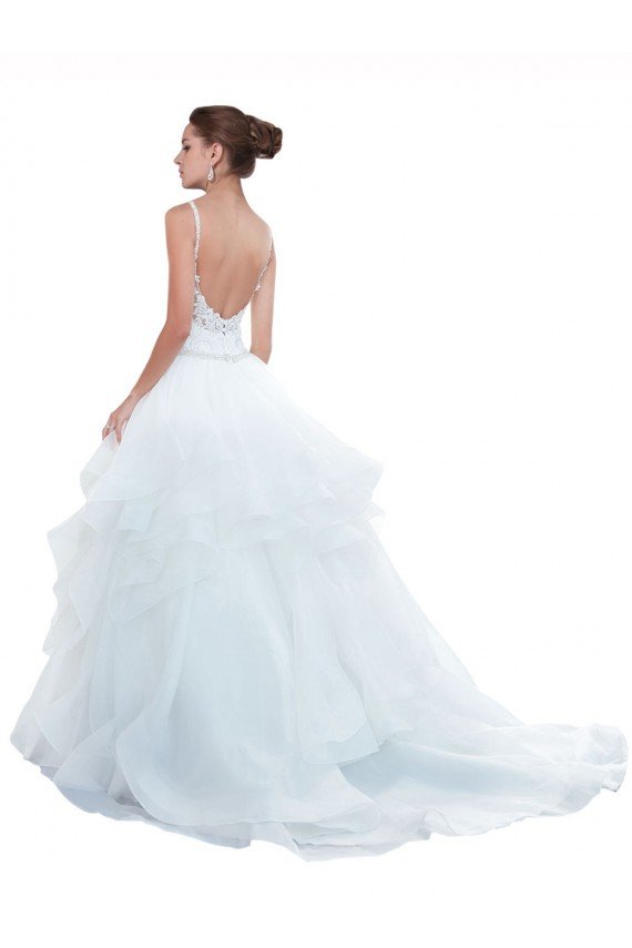 Sydney Spaghetti Straps Ball Gown Beach Wedding Dress with Lace Bodice