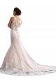 Sydney Illusion Neck Fit and Flare Tulle Wedding Dress with All Over Lace