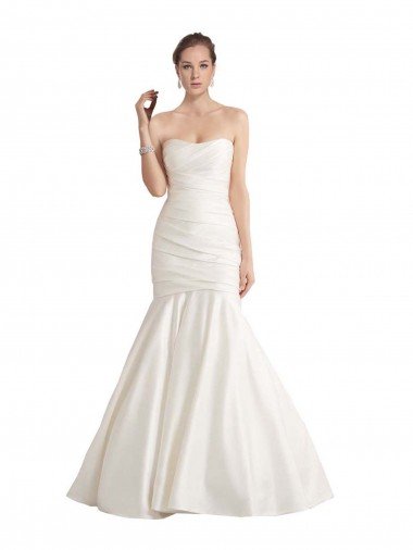 Sydney Strapless Mermaid Ruched Satin Beach Wedding Dress with Low Back