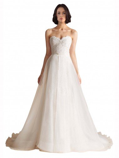Sydney Strapless Sweetheart Lace Bodice A-Line Organza Wedding Dress