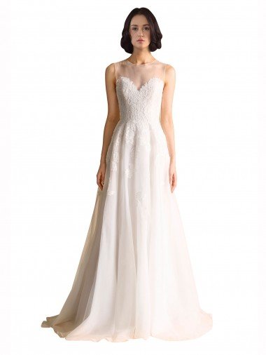 Sydney Illusion Neck A-Line Organza Wedding Dress