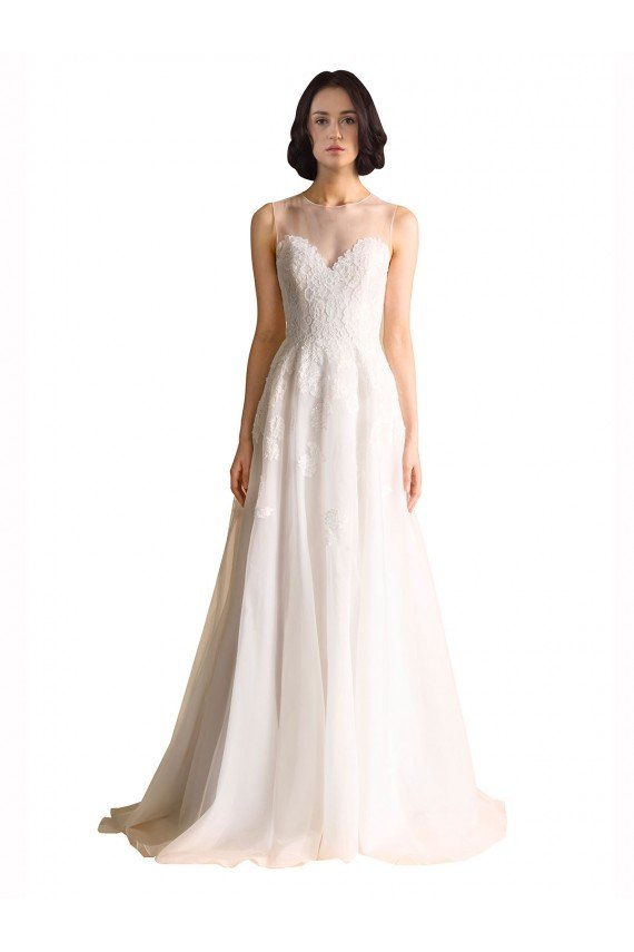 Sydney Illusion Neck A-Line Organza Wedding Dress