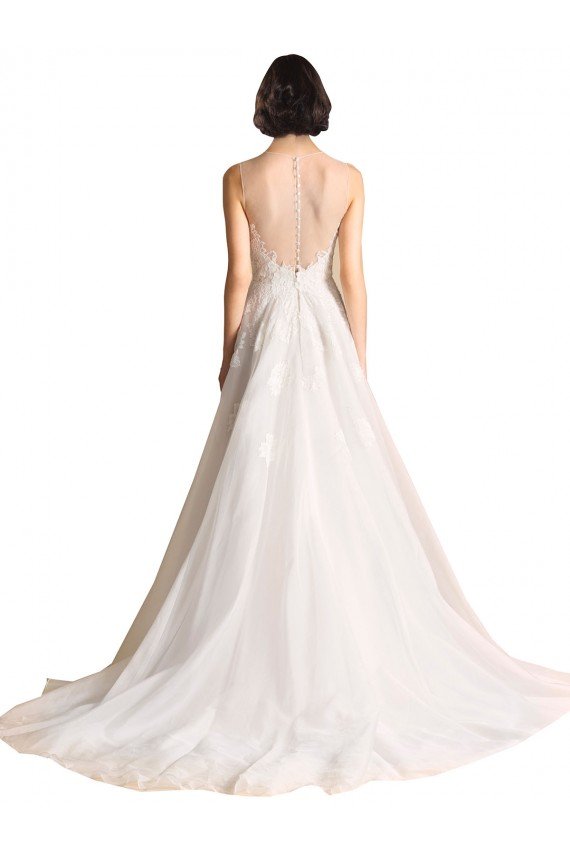 Sydney Illusion Neck A-Line Organza Wedding Dress