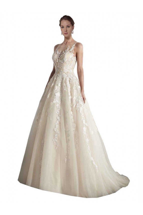 Sydney Illusion Neck A-Line Tulle Wedding Dress