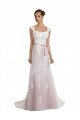 Sydney Strapless Mermaid Tulle Lace Beach Wedding Dress with Belt