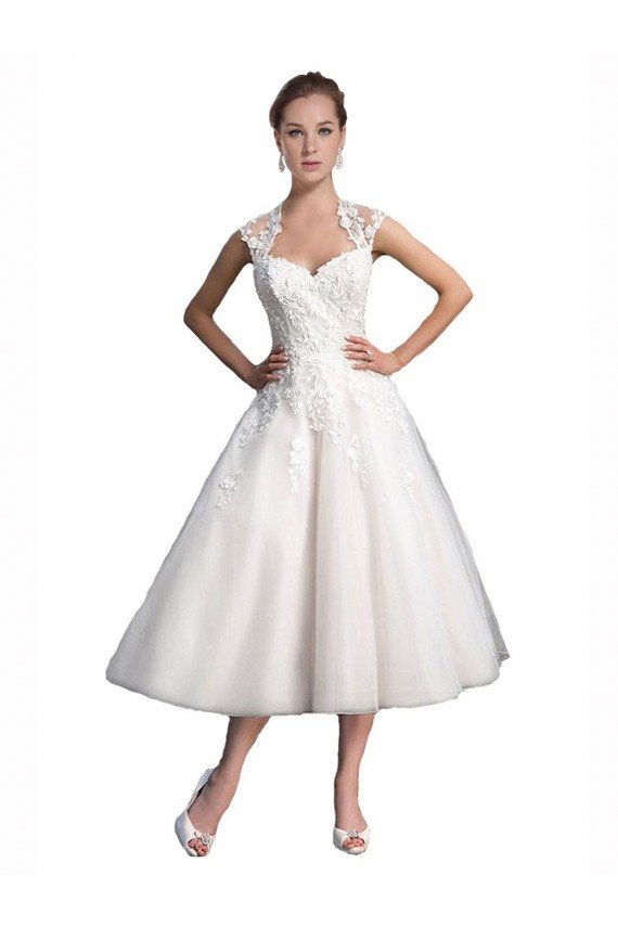 Sydney A-Line Short Tea Length Sweetheart Tulle Lace Beach Wedding Dress