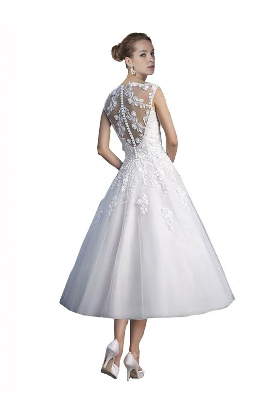 Sydney A-Line Short Tea Length Sweetheart Tulle Lace Beach Wedding Dress