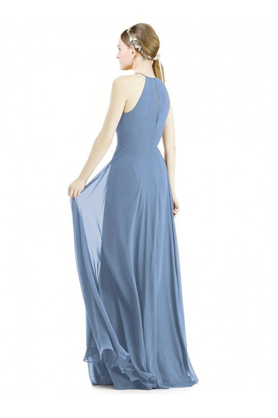 Sydney Keyhole Halter Chiffon Maxi Bridesmaid Dress