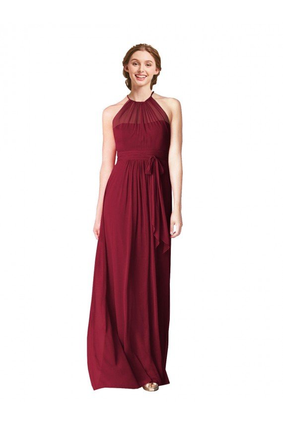 Sydney Halter Neck Chiffon Bridesmaid Dress with Shirred Bodice