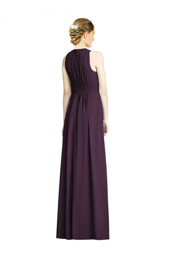 Sydney Long Chiffon V-Neck Bridesmaid Dress with Shirred Bodice