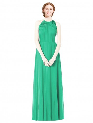 Sydney Halter Neckline Long Chiffon Bridesmaid Dress with Side Bow