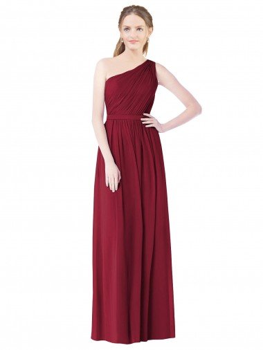 Sydney One Shoulder Full Length Long Chiffon Bridesmaid Dress.