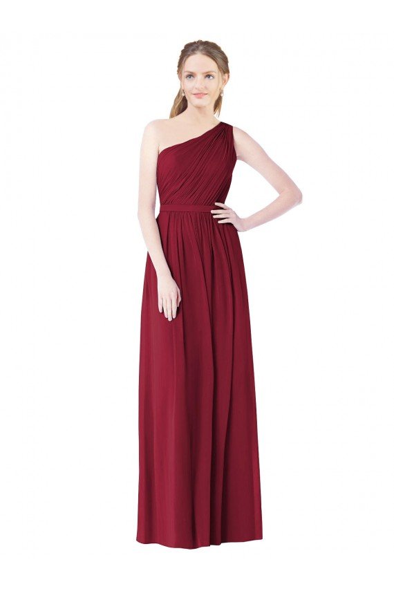 Sydney One Shoulder Full Length Long Chiffon Bridesmaid Dress.