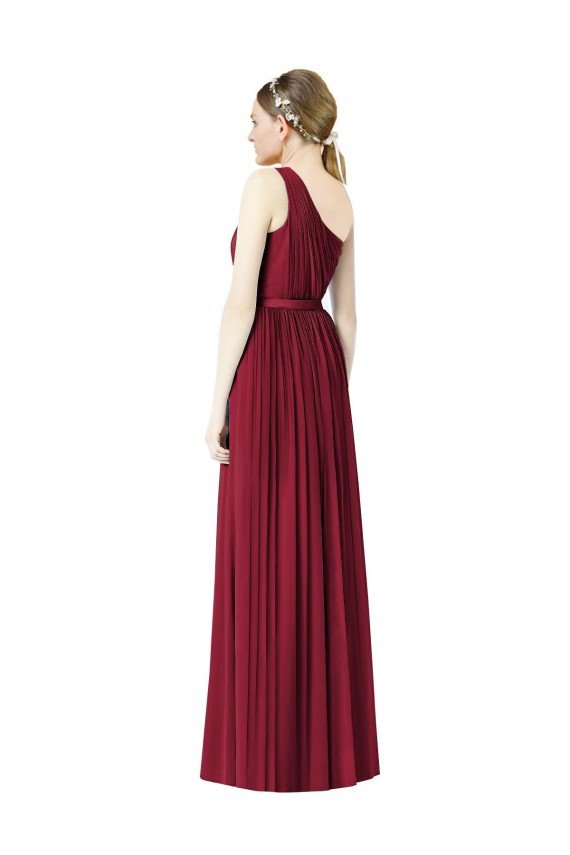 Sydney One Shoulder Full Length Long Chiffon Bridesmaid Dress.
