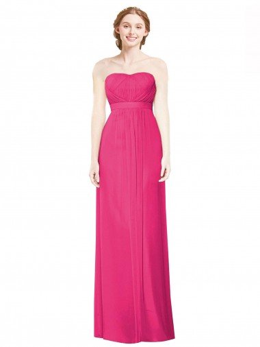 Sydney Full Length Strapless Long Chiffon Dress with Waistband