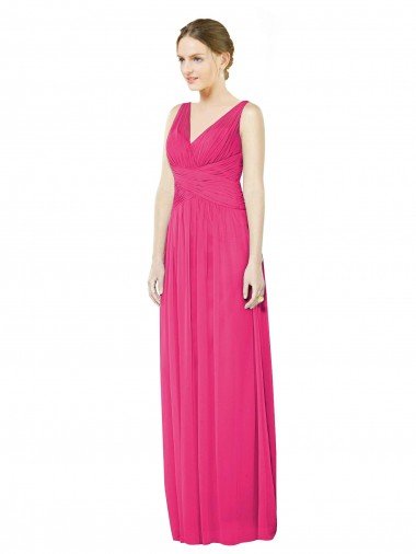 Sydney Sleeveless V-Neck Long Chiffon Bridesmaid Dress with V-Back