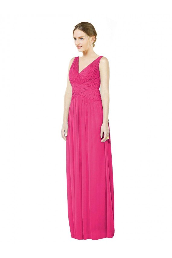 Sydney Sleeveless V-Neck Long Chiffon Bridesmaid Dress with V-Back
