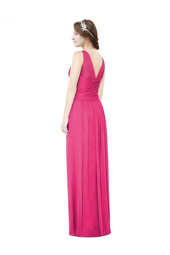 Sydney Sleeveless V-Neck Long Chiffon Bridesmaid Dress with V-Back
