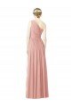 Sydney One Shoulder Long Chiffon Bridesmaid Dress with Shirred Waistband
