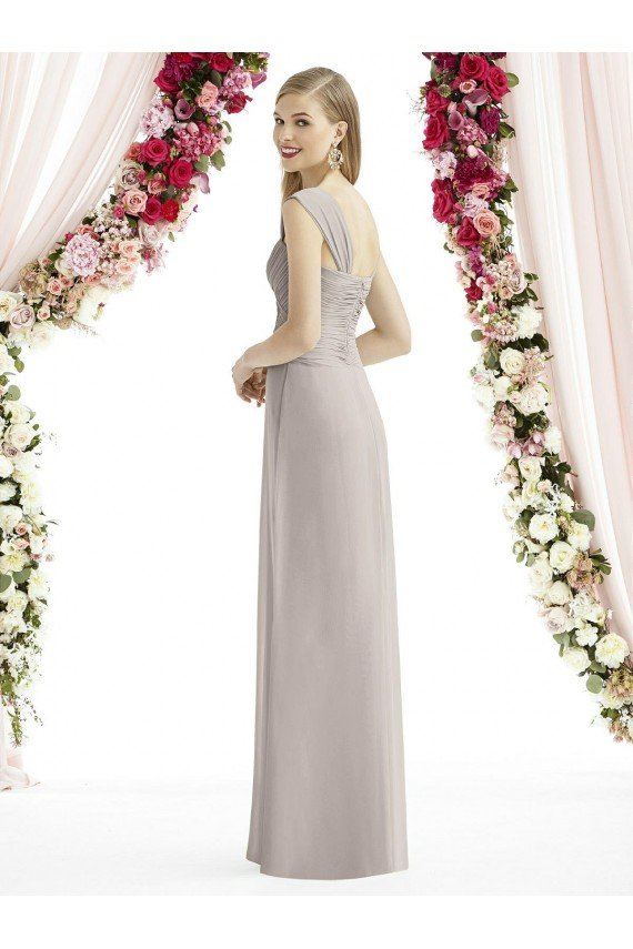 Sydney Full Length Lux Chiffon Dress with Draped Bodice And Shirred Straps