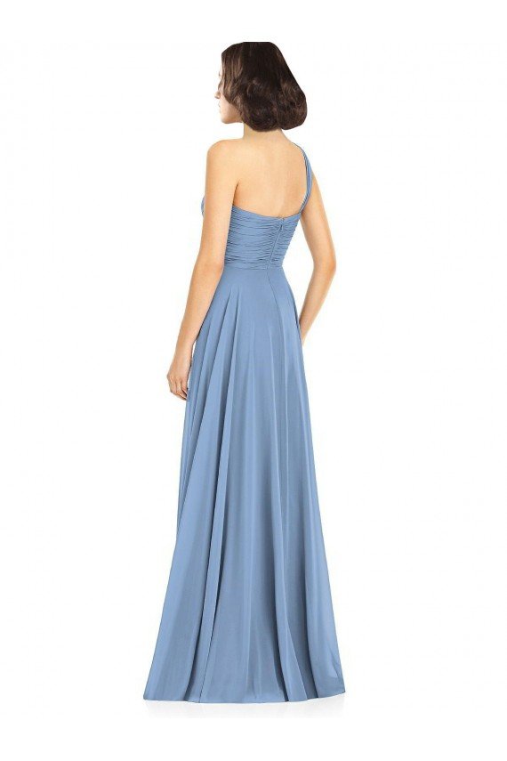 Sydney One Shoulder Long Chiffon Bridesmaid Dress with Sweetheart Bodice