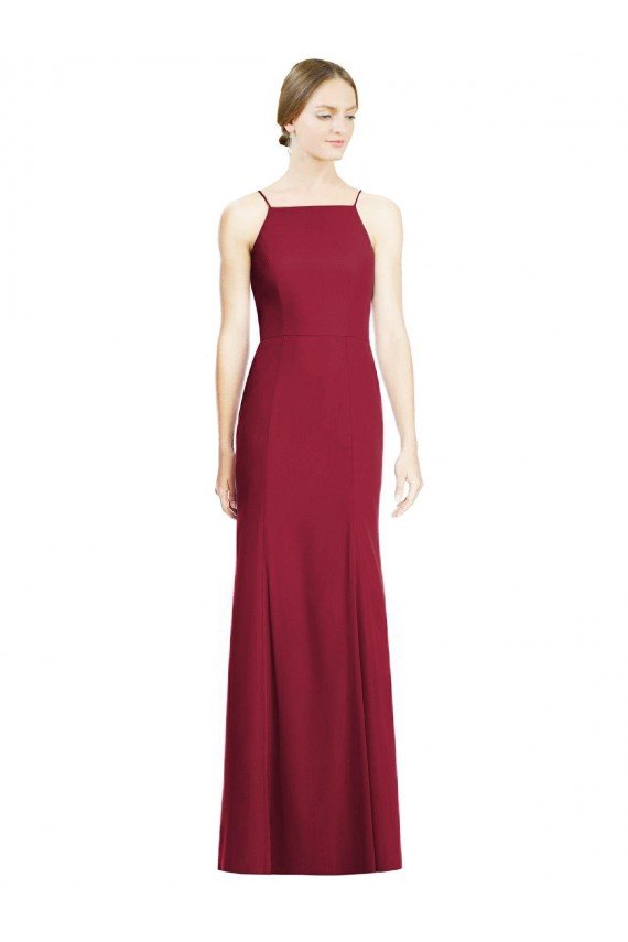 Sydney High Square Trumpet Chiffon Bridesmaid Dress with Lace-Up Open Back