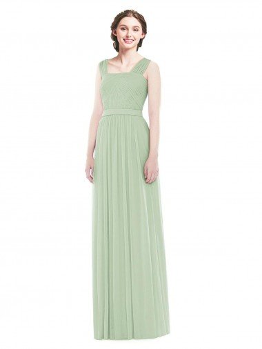 Sydney Sleeveless Chiffon Long Bridesmaid Dress with Shoulder Straps