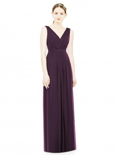 Sydney V-Neckline Sleevelss Full Length Chiffon Bridesmaid Dress
