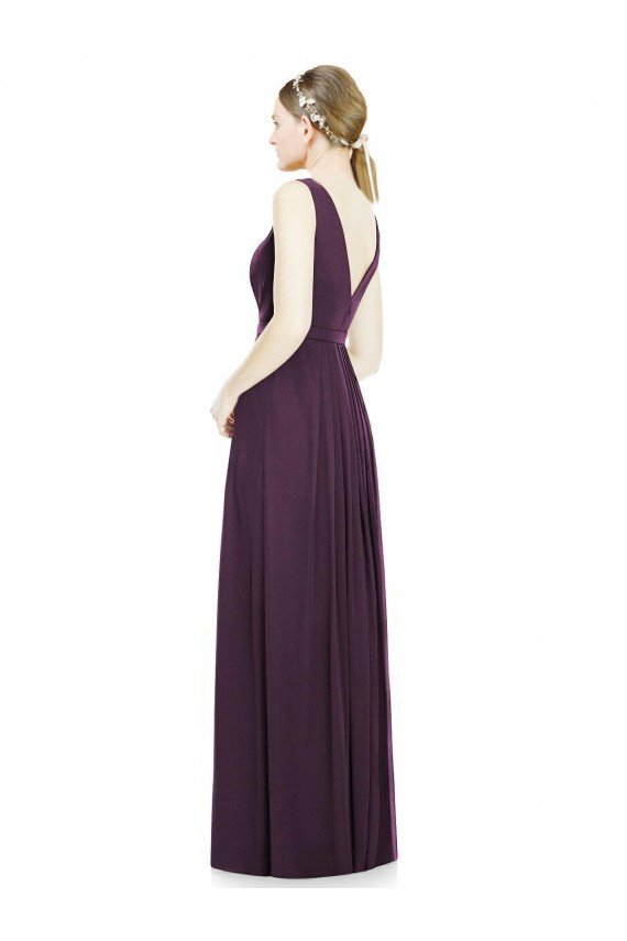 Sydney V-Neckline Sleevelss Full Length Chiffon Bridesmaid Dress
