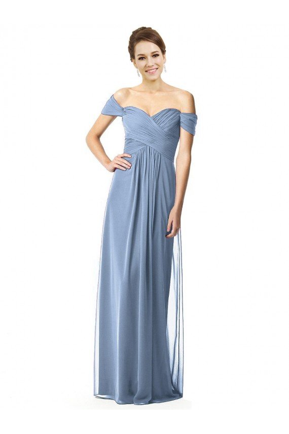Sydney Off the Shoulder Chiffon Bridesmaid Dress with Draped Bodice