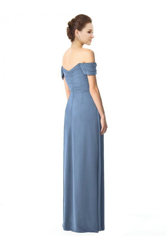 Sydney Off the Shoulder Chiffon Bridesmaid Dress with Draped Bodice