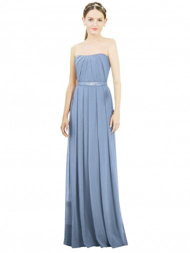 Sydney V-Pleat Chiffon Full-Length Strapless Bridesmaid Dress