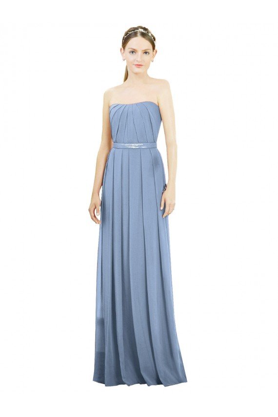 Sydney V-Pleat Chiffon Full-Length Strapless Bridesmaid Dress