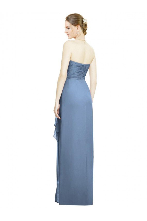 Sydney Strapless Full-Length Chiffon Bridesmaid Dress with Front Slit