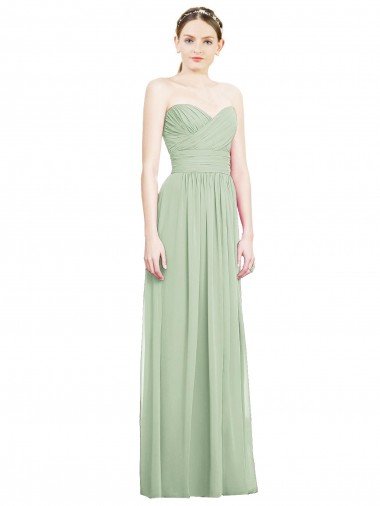 Sydney Crisscross Draped Full Length Strapless Chiffon Bridesmaid Dress