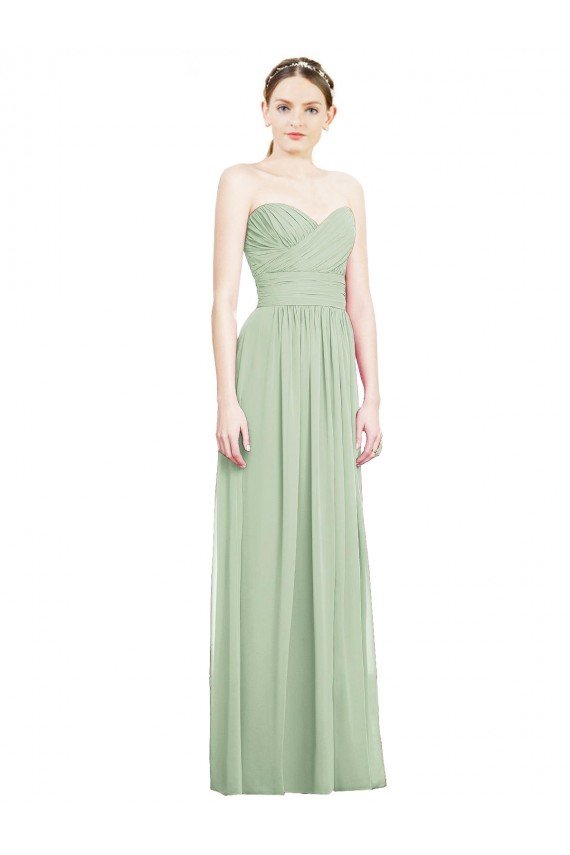 Sydney Crisscross Draped Full Length Strapless Chiffon Bridesmaid Dress