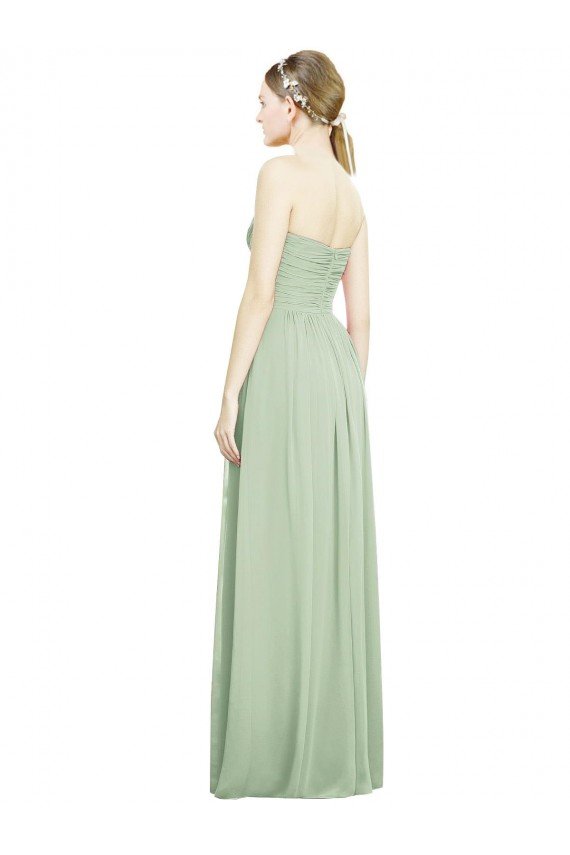 Sydney Crisscross Draped Full Length Strapless Chiffon Bridesmaid Dress