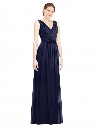 Sydney Full-Length V-Neck Lux Chiffon Bridesmaid Dress with V-Back