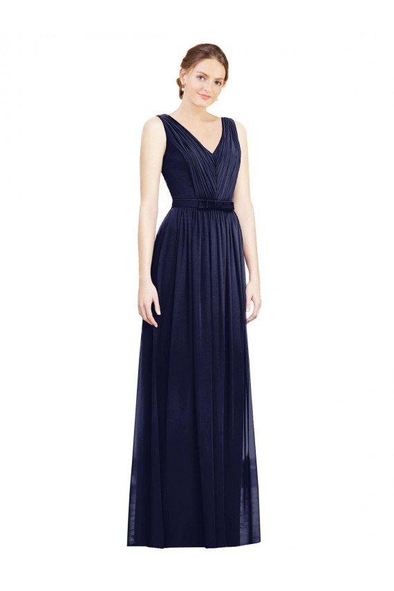 Sydney Full-Length V-Neck Lux Chiffon Bridesmaid Dress with V-Back