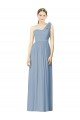 Flower Shoulder Draped One Shoulder Chiffon Bridesmaid Dress