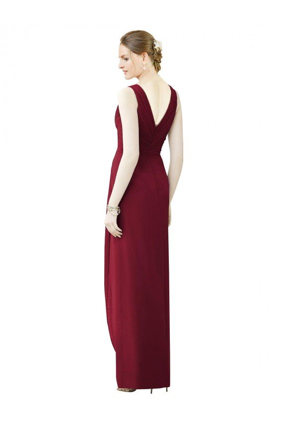 Sydney Draped Sleeveless Long Chiffon V-Neck Bridesmaid Dress